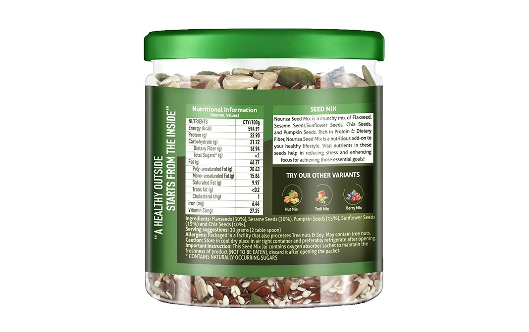 Nouriza Nutritious Seed Mix (Flax, Sesame, Sunflower, Pumpkin & Chia)   Plastic Jar  200 grams